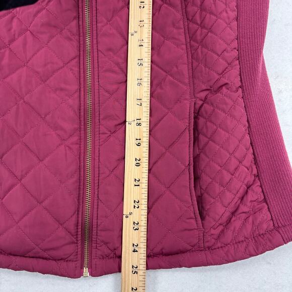 Aspen Quilted Vest Size L Berry Red Zip Up Fully Lined Stretch Knit Side Panels - Picture 7 of 9